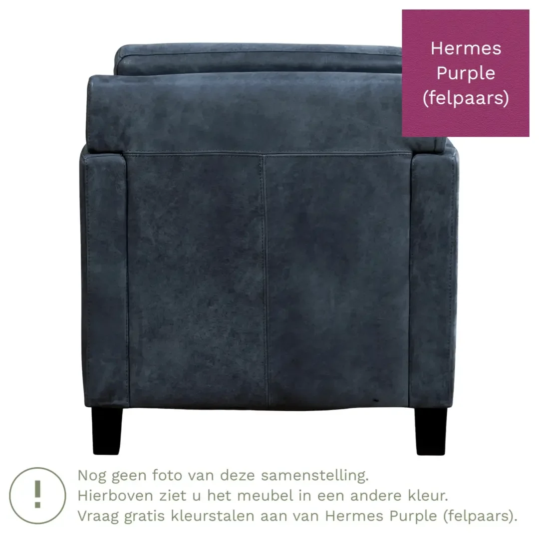 afbeelding van Leren fauteuil Smart - Hermes Purple (felpaars) - Poten hout zwart
