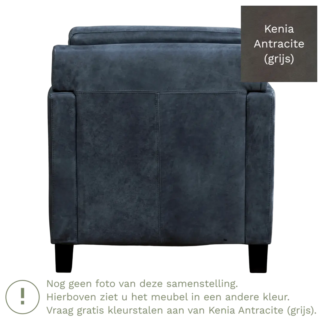 afbeelding van Leren fauteuil Smart - Kenia Antracite (grijs) - Poten hout zwart