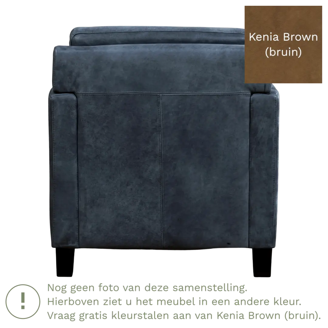 afbeelding van Leren fauteuil Smart - Kenia Brown (bruin) - Poten hout zwart
