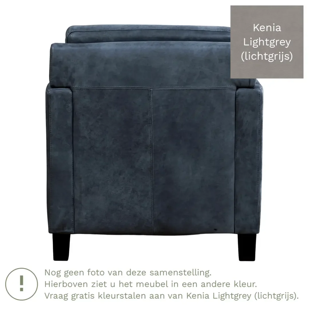 afbeelding van Leren fauteuil Smart - Kenia Lightgrey (lichtgrijs) - Poten hout zwart