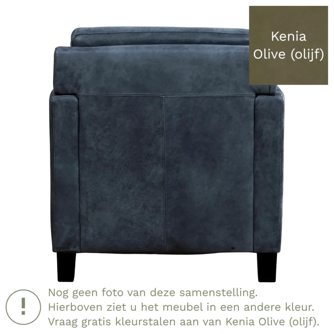 afbeelding van Leren fauteuil Smart - Kenia Olive (olijf) - Poten hout zwart