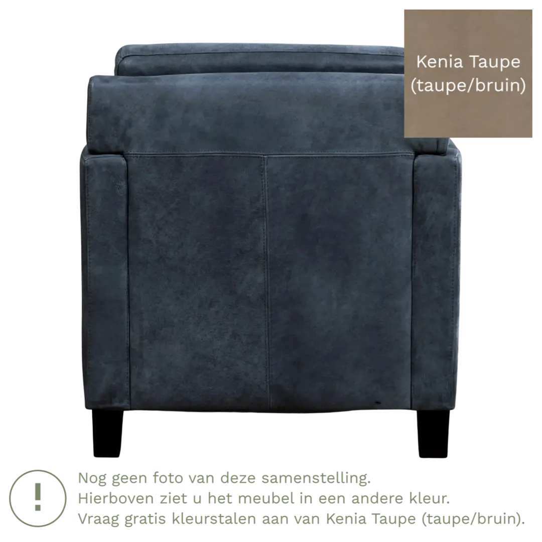 afbeelding van Leren fauteuil Smart - Kenia Taupe (taupe/bruin) - Poten hout bruin
