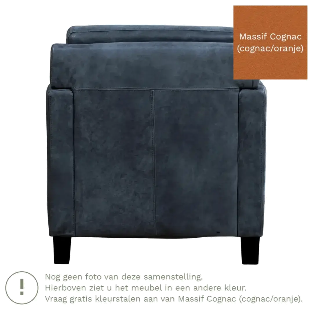 afbeelding van Leren fauteuil Smart - Massif Cognac (cognac/oranje) - Poten hout bruin