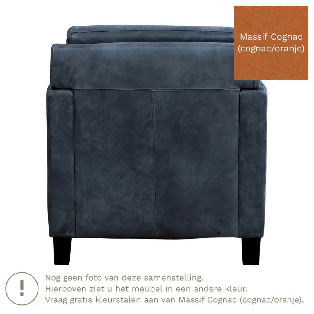 afbeelding van Leren fauteuil Smart - Massif Cognac (cognac/oranje) - Poten hout zwart