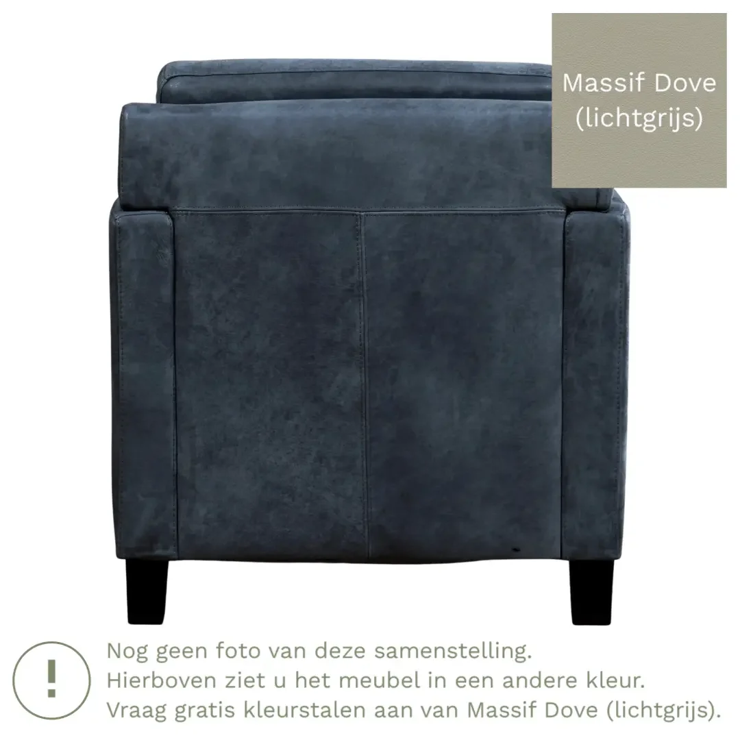 afbeelding van Leren fauteuil Smart - Massif Dove (lichtgrijs) - Poten hout bruin