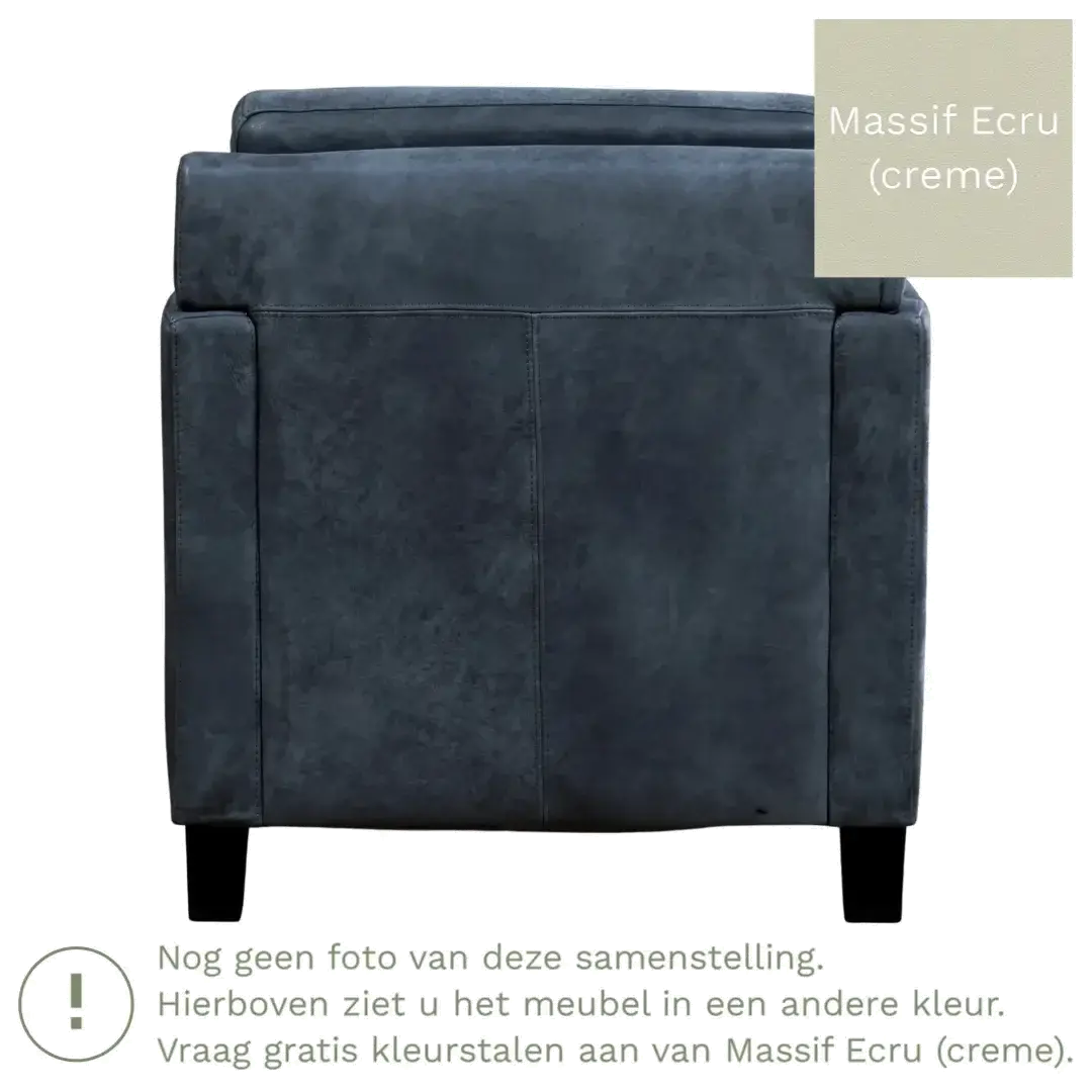 afbeelding van Leren fauteuil Smart - Massif Ecru (crème) - Poten hout zwart