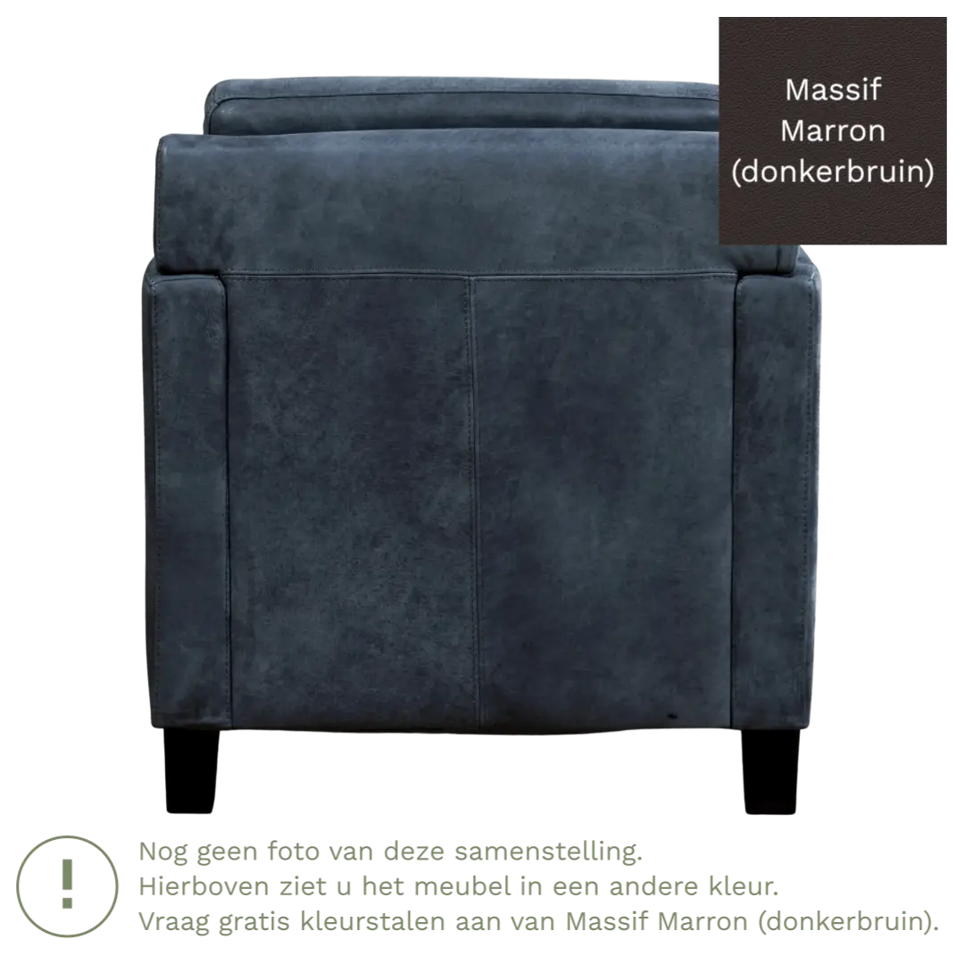 afbeelding van Leren fauteuil Smart - Massif Marron (donkerbruin) - Poten hout bruin
