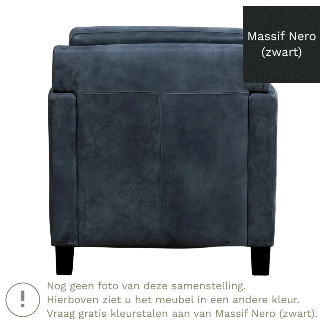 afbeelding van Leren fauteuil Smart - Massif Nero (zwart) - Poten hout bruin
