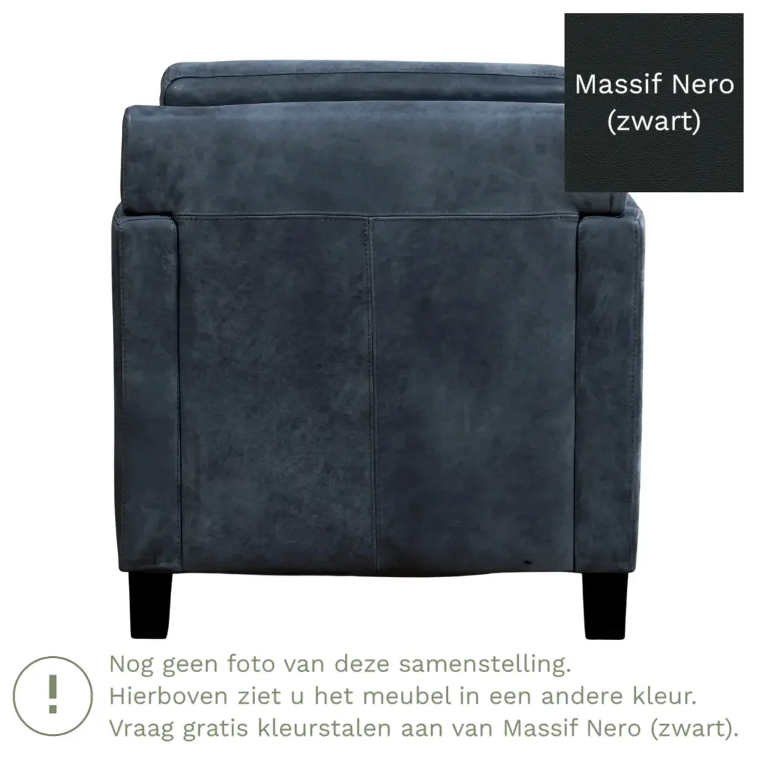 afbeelding van Leren fauteuil Smart - Massif Nero (zwart) - Poten hout zwart