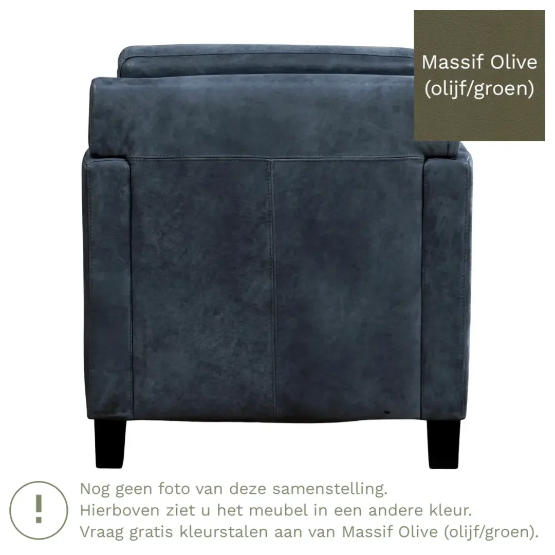 afbeelding van Leren fauteuil Smart - Massif Olive (olijf/groen) - Poten hout zwart