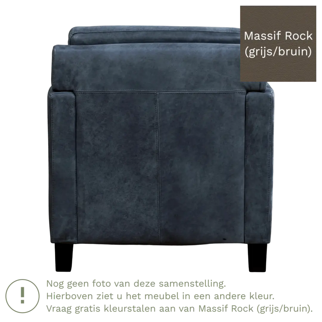 afbeelding van Leren fauteuil Smart - Massif Rock (grijs/bruin) - Poten hout zwart