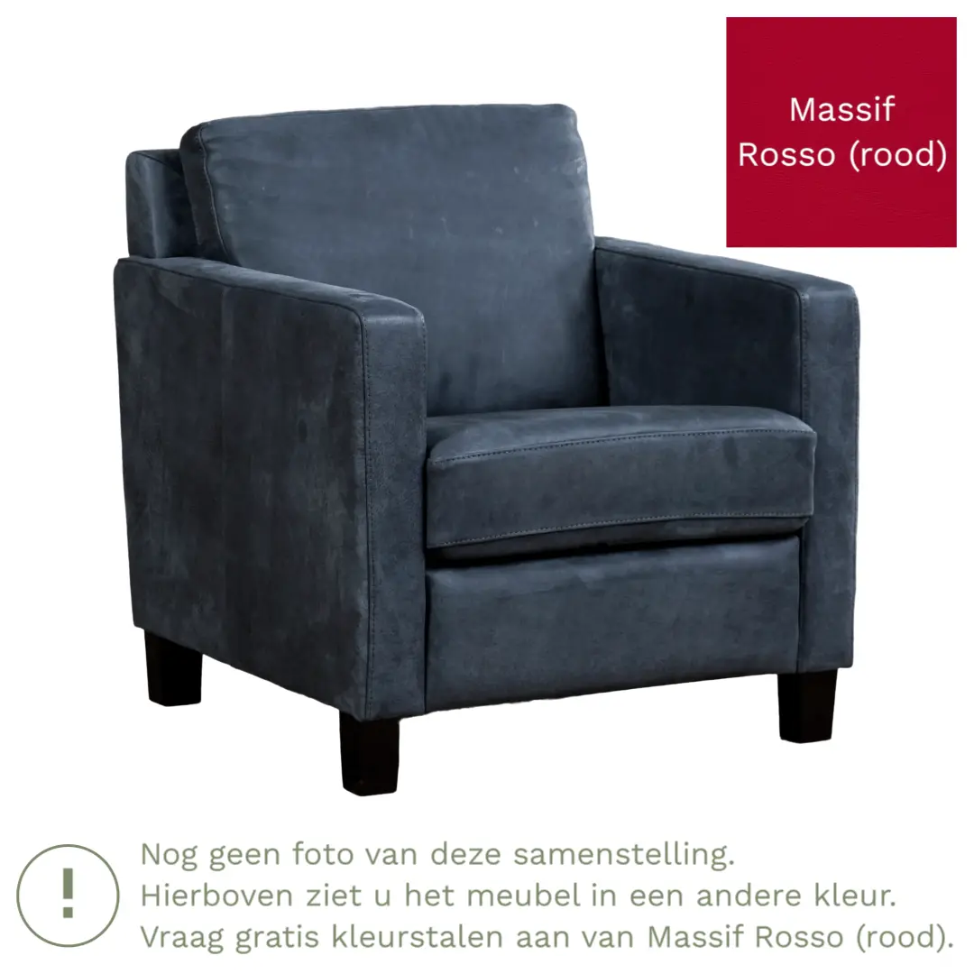 afbeelding van Leren fauteuil Smart - Massif Rosso (rood) - Poten hout zwart