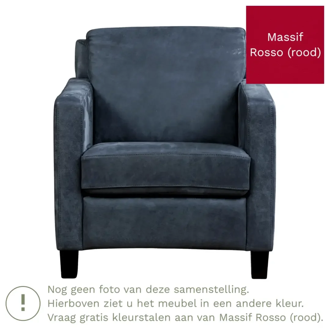 afbeelding van Leren fauteuil Smart - Massif Rosso (rood) - Poten hout zwart