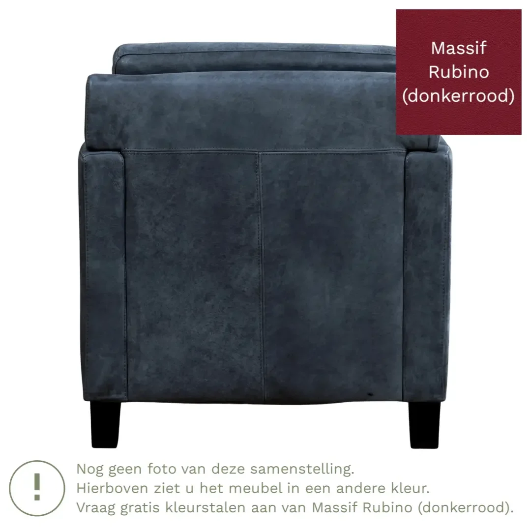 afbeelding van Leren fauteuil Smart - Massif Rubino (donkerrood) - Poten hout bruin
