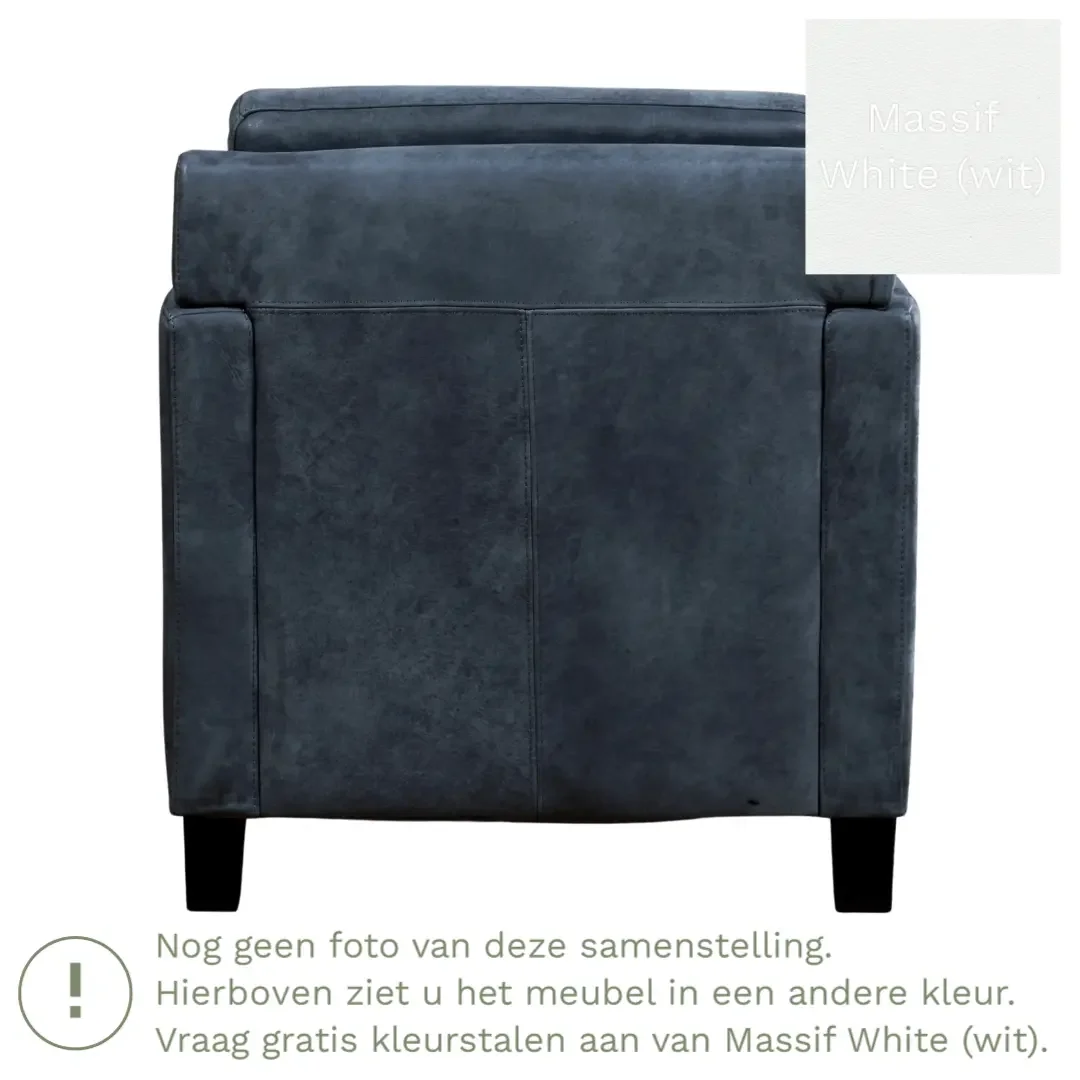 afbeelding van Leren fauteuil Smart - Massif White (wit) - Poten hout zwart