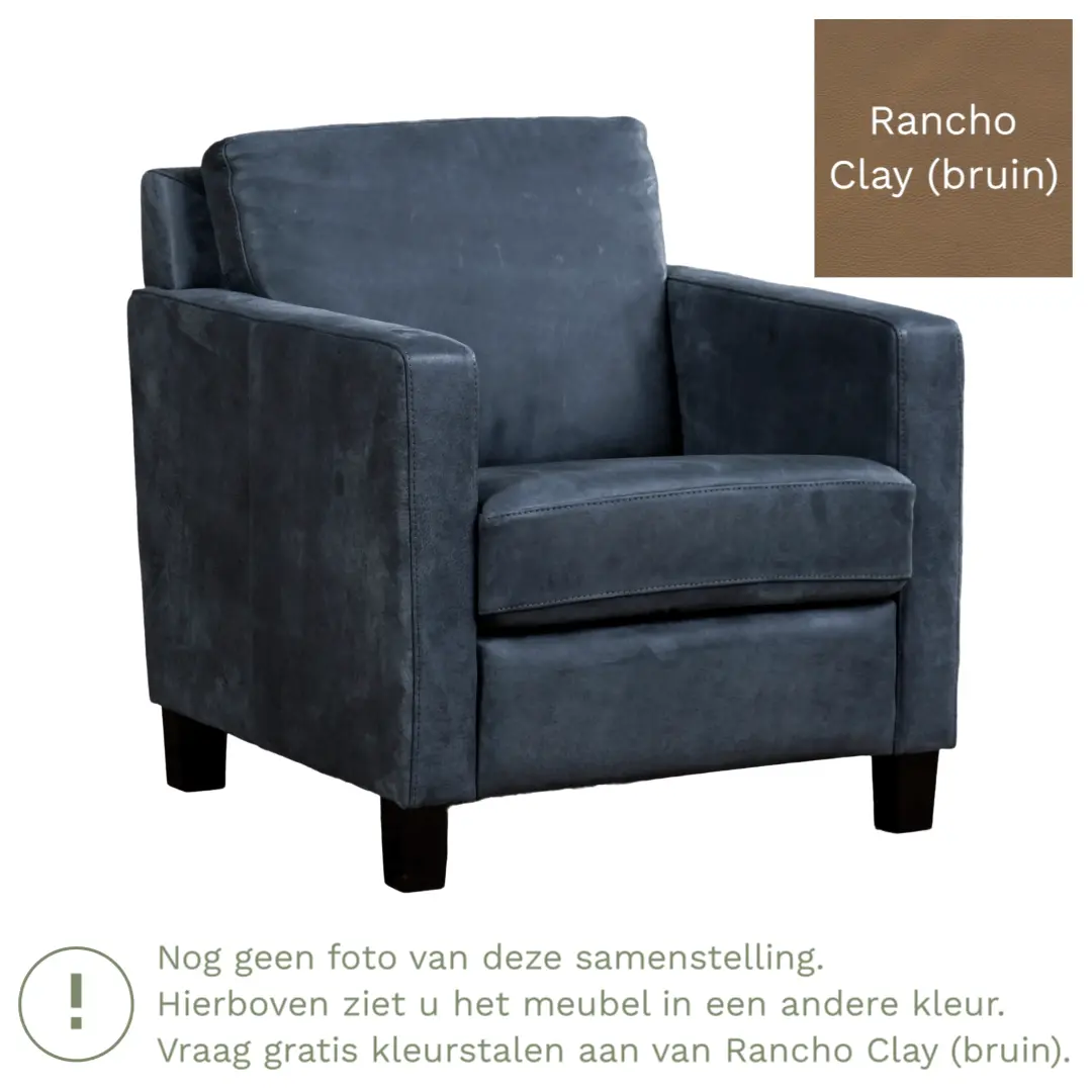 afbeelding van Leren fauteuil Smart - Rancho Clay (bruin) - Poten hout bruin
