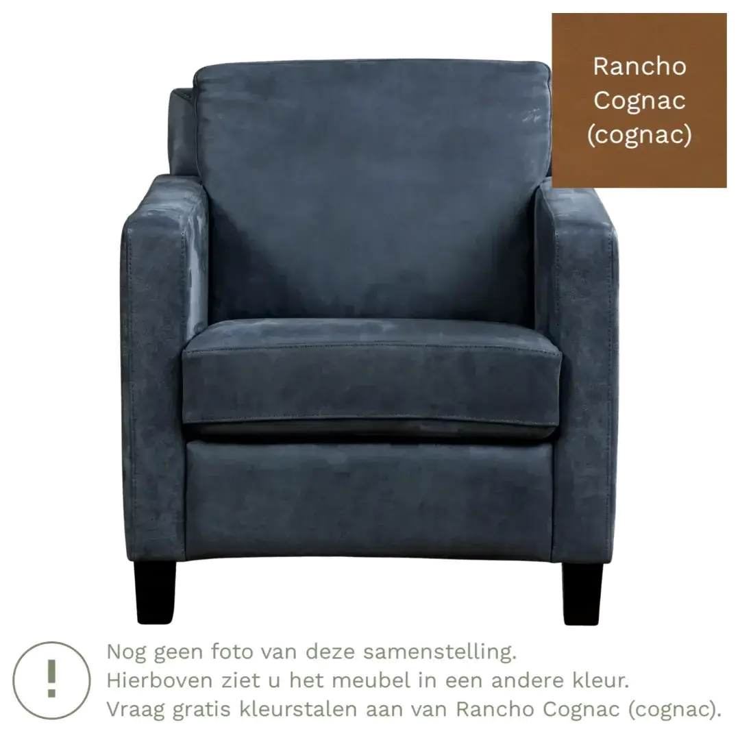 afbeelding van Leren fauteuil Smart - Rancho Cognac (cognac) - Poten hout bruin