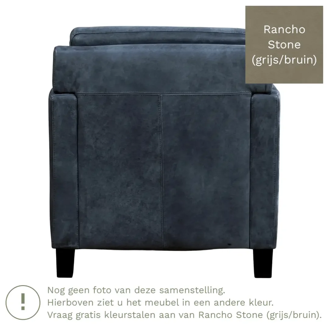 afbeelding van Leren fauteuil Smart - Rancho Stone (grijs/bruin) - Poten hout zwart