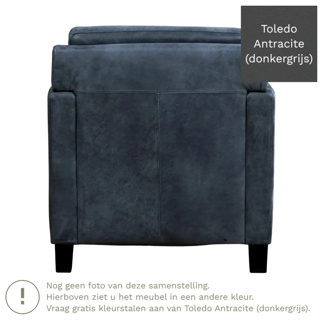 afbeelding van Leren fauteuil Smart - Toledo Antracite (donkergrijs) - Poten hout zwart