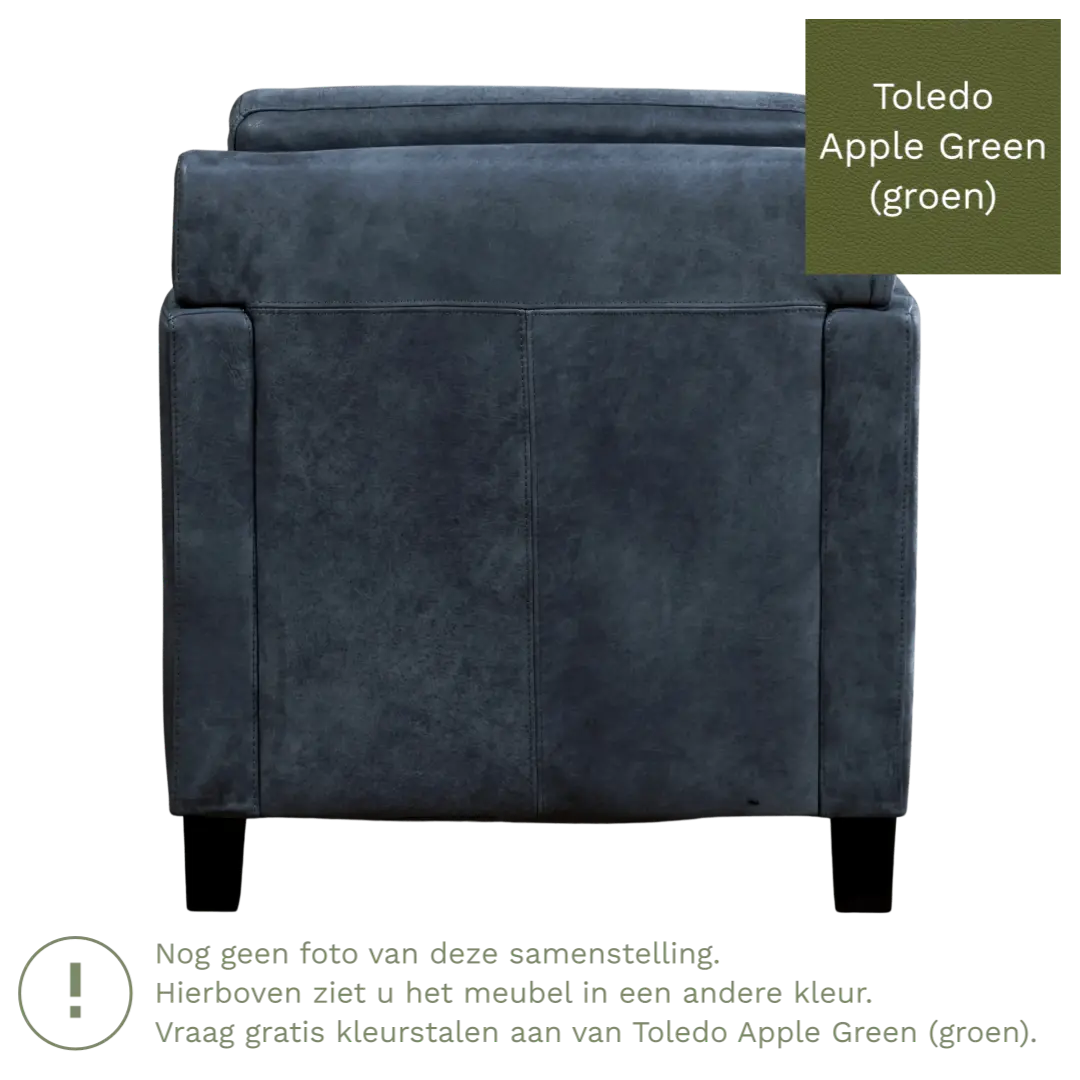 afbeelding van Leren fauteuil Smart - Toledo Apple Green (groen) - Poten hout bruin