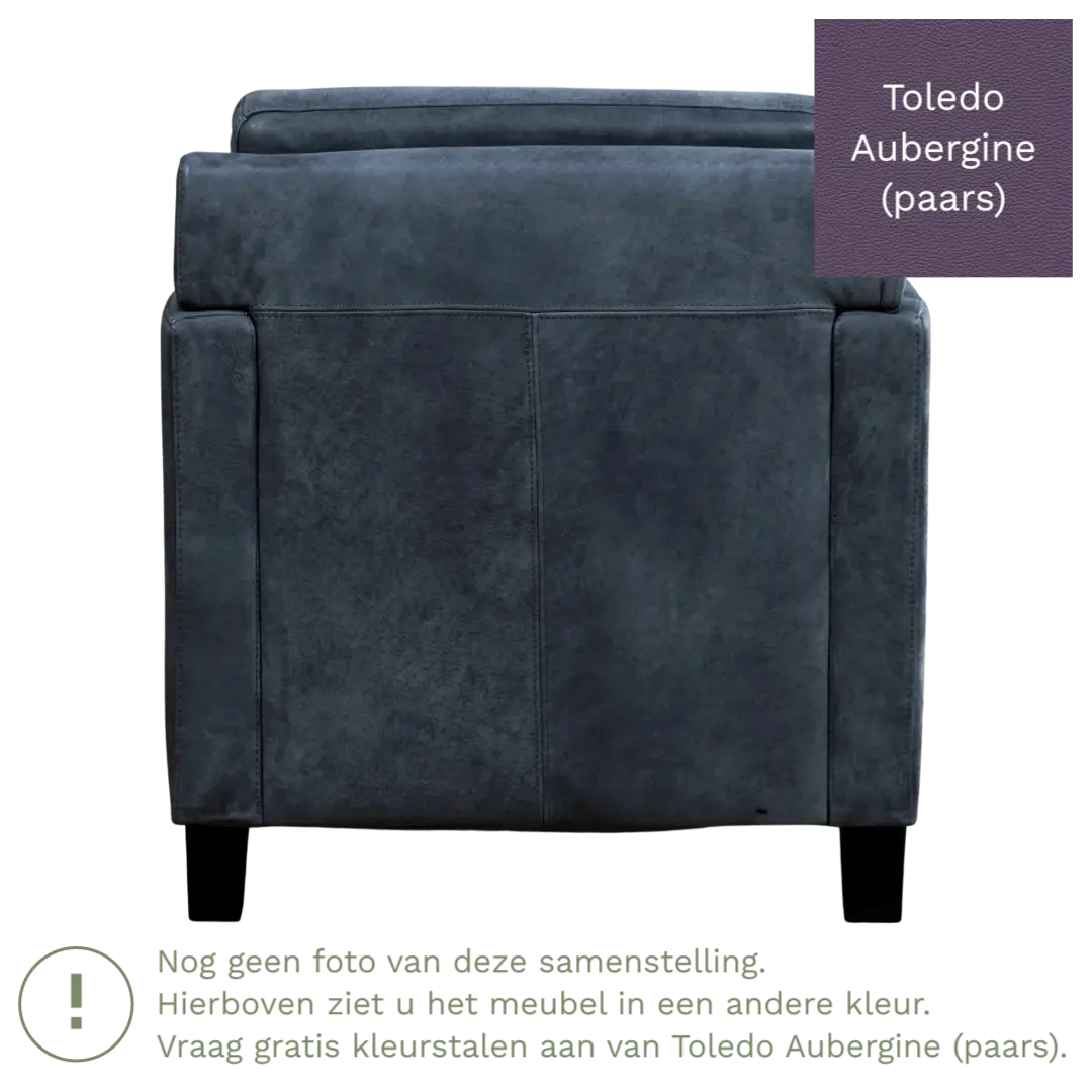 afbeelding van Leren fauteuil Smart - Toledo Aubergine (paars) - Poten hout zwart