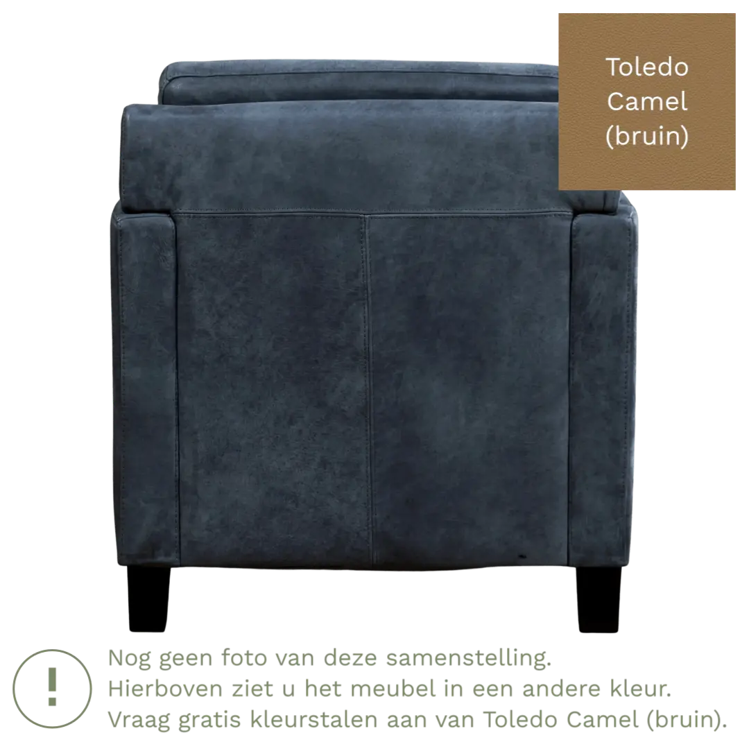 afbeelding van Leren fauteuil Smart - Toledo Camel (bruin) - Poten hout bruin