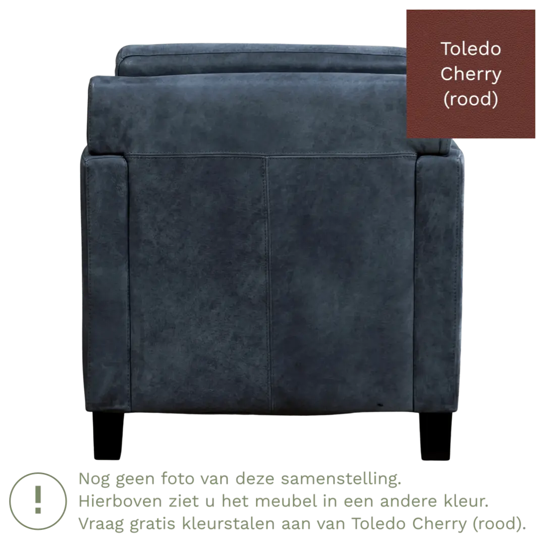 afbeelding van Leren fauteuil Smart - Toledo Cherry (rood) - Poten hout bruin