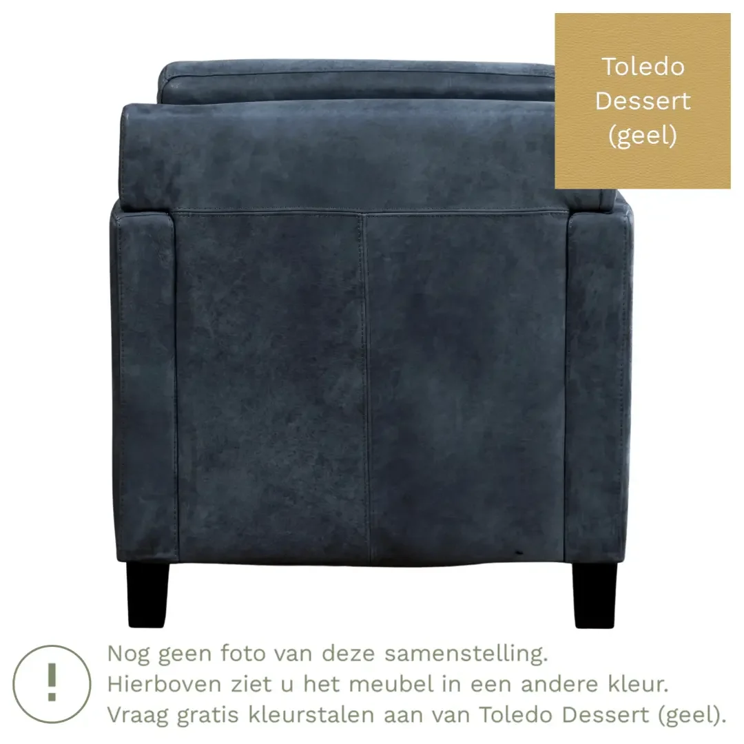 afbeelding van Leren fauteuil Smart - Toledo Dessert (geel) - Poten hout bruin