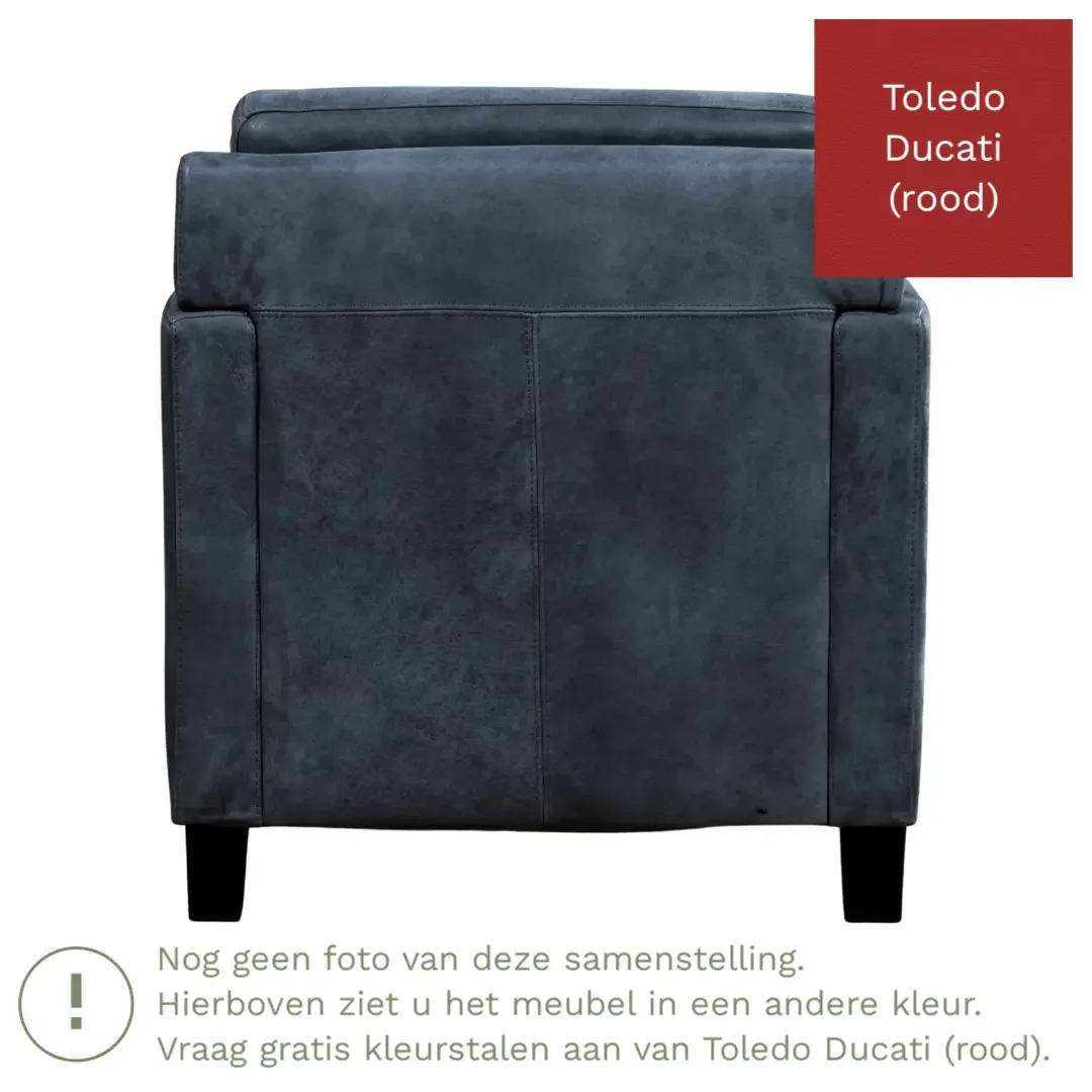 afbeelding van Leren fauteuil Smart - Toledo Ducati (rood) - Poten hout zwart