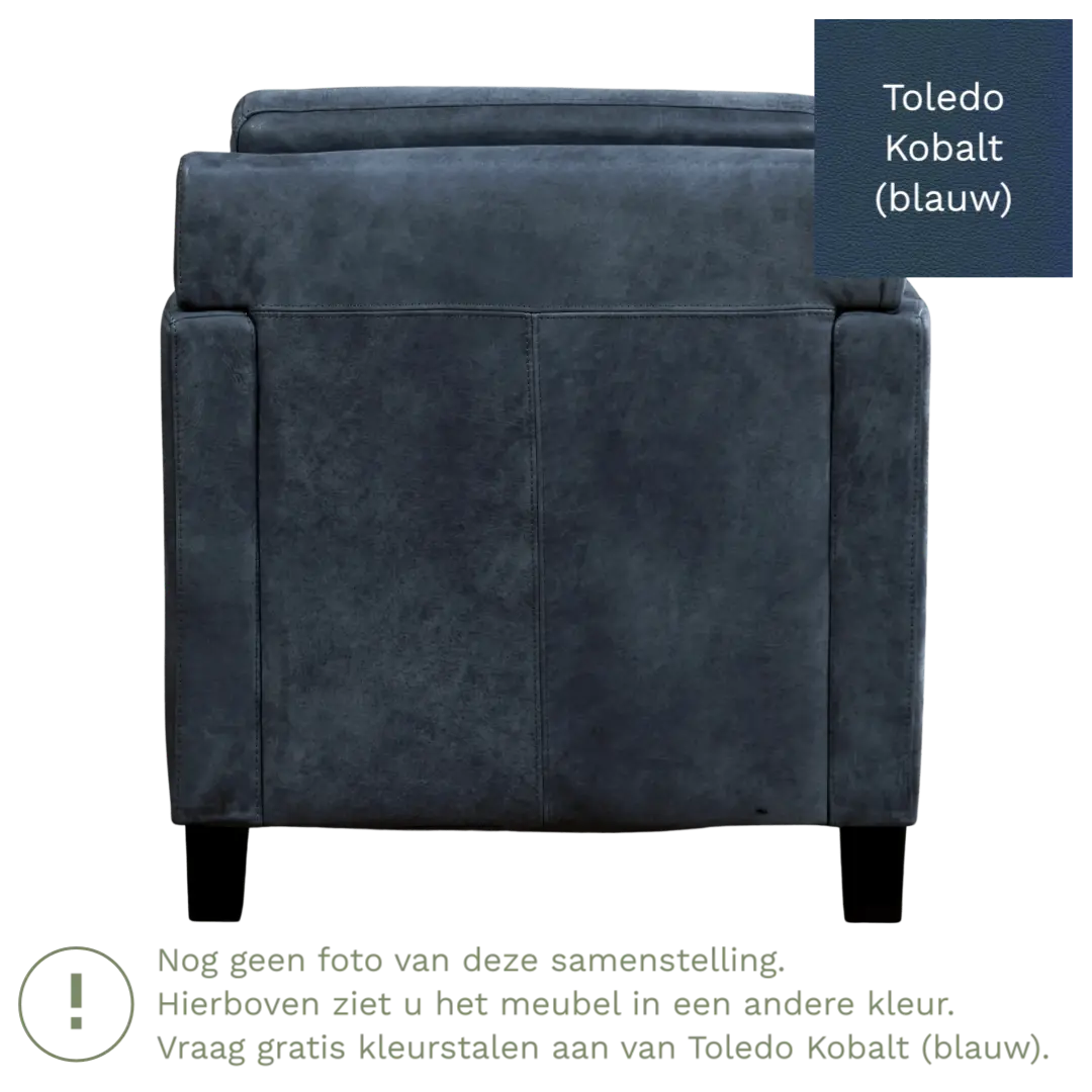 afbeelding van Leren fauteuil Smart - Toledo Kobalt (blauw) - Poten hout zwart