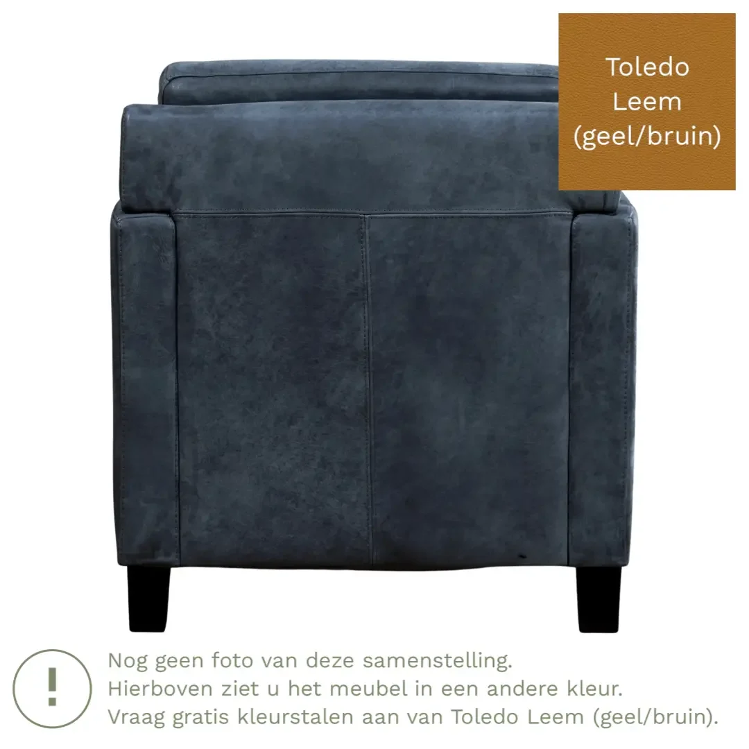 afbeelding van Leren fauteuil Smart - Toledo Leem (geel/bruin) - Poten hout bruin