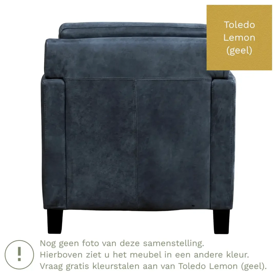 afbeelding van Leren fauteuil Smart - Toledo Lemon (geel) - Poten hout zwart