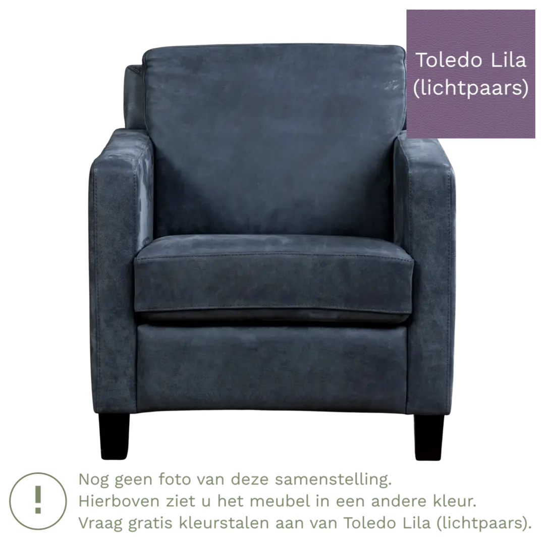 afbeelding van Leren fauteuil Smart - Toledo Lila (lichtpaars) - Poten hout bruin
