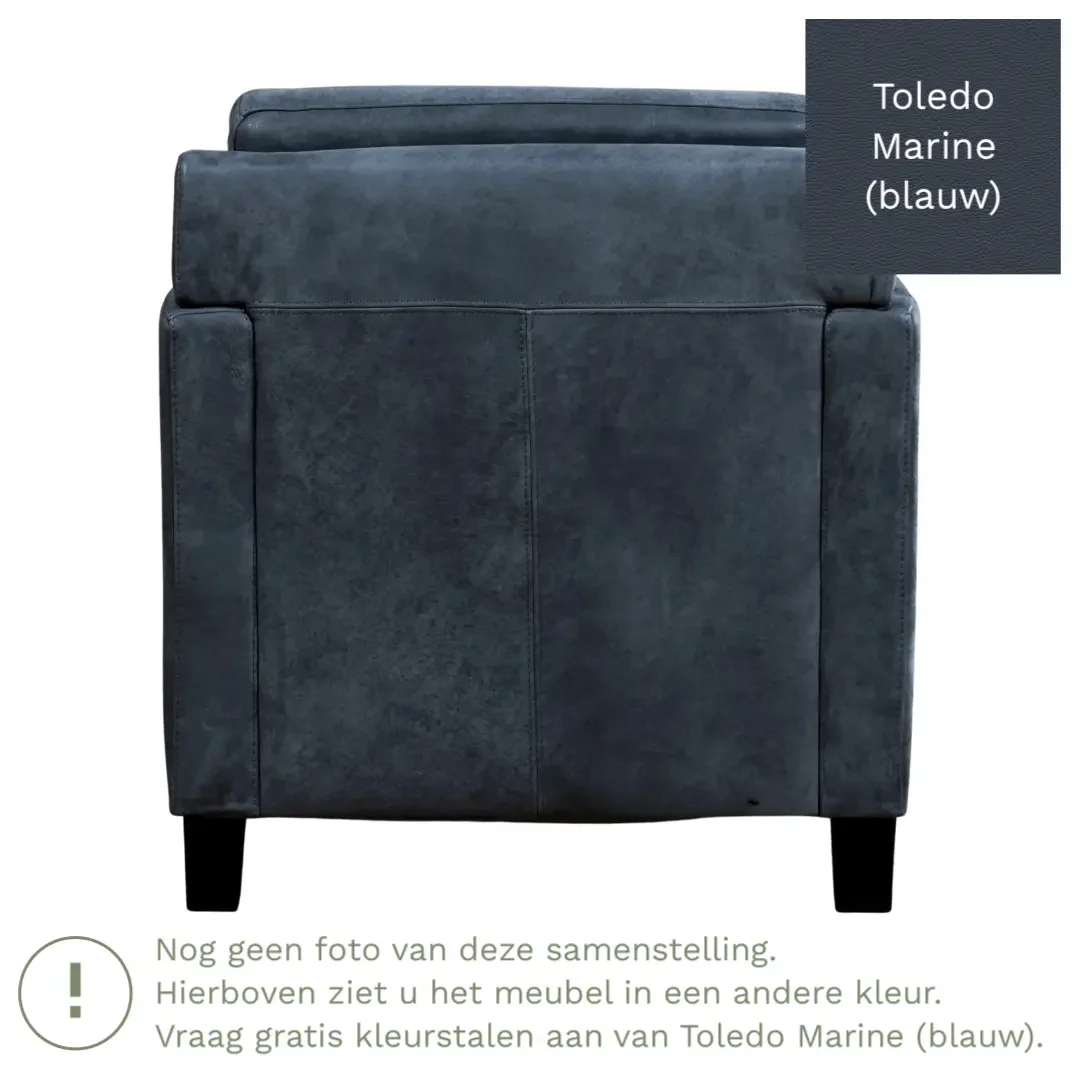 afbeelding van Leren fauteuil Smart - Toledo Marine (blauw) - Poten hout zwart