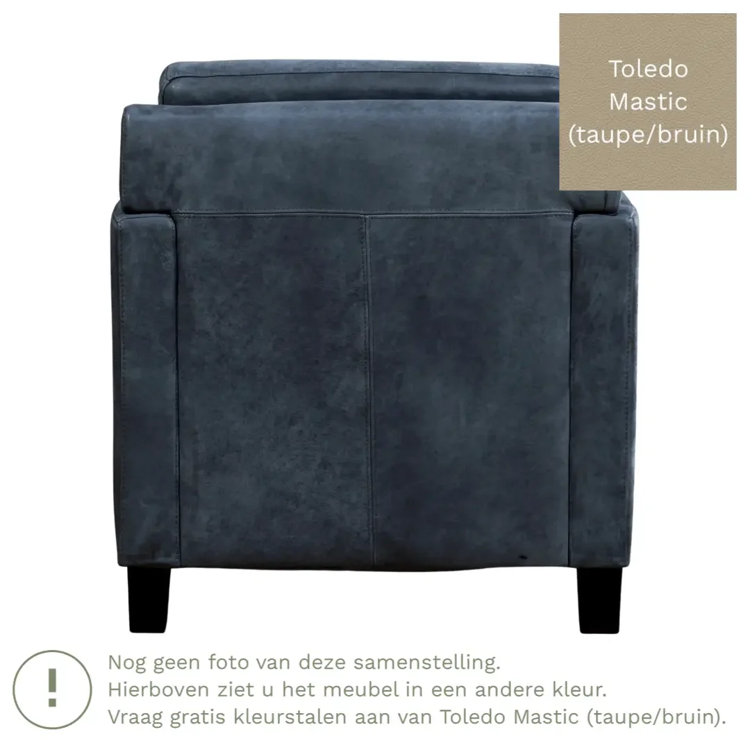 afbeelding van Leren fauteuil Smart - Toledo Mastic (taupe/bruin) - Poten hout bruin