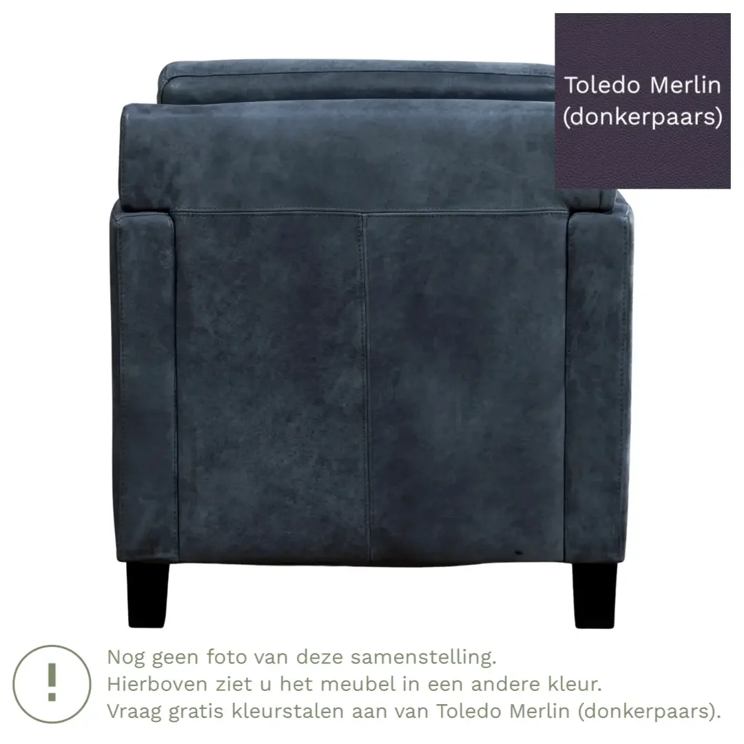 afbeelding van Leren fauteuil Smart - Toledo Merlin (donkerpaars) - Poten hout zwart