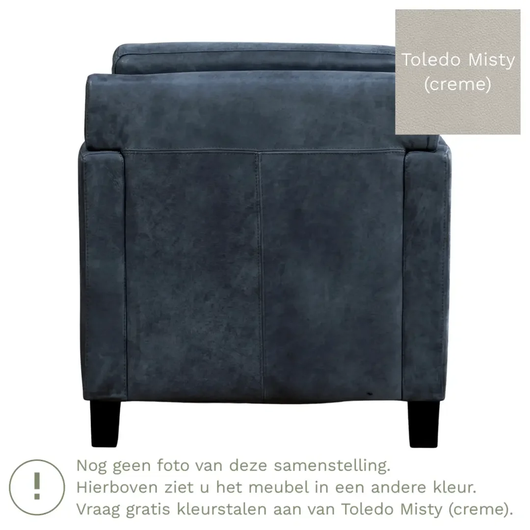 afbeelding van Leren fauteuil Smart - Toledo Misty (crème) - Poten hout bruin
