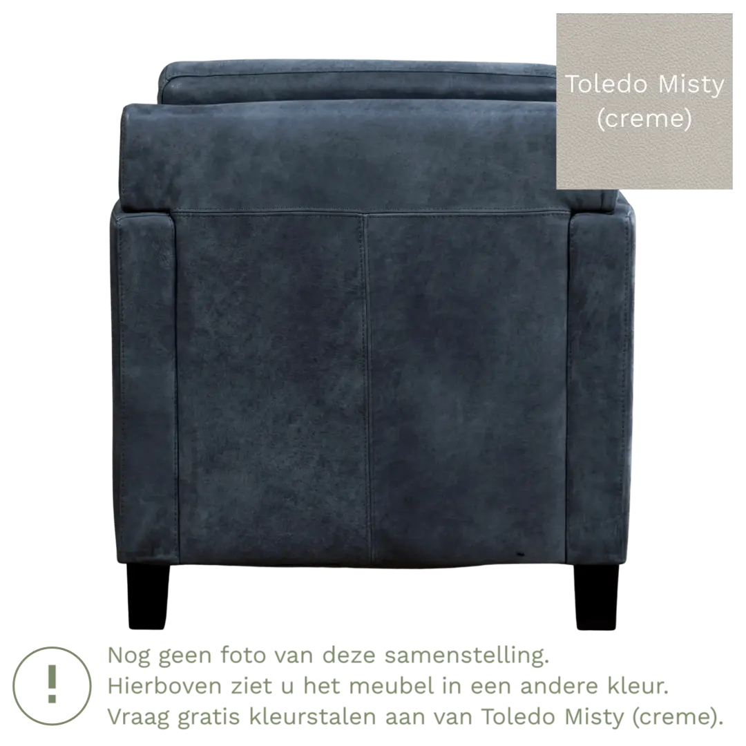 afbeelding van Leren fauteuil Smart - Toledo Misty (crème) - Poten hout zwart