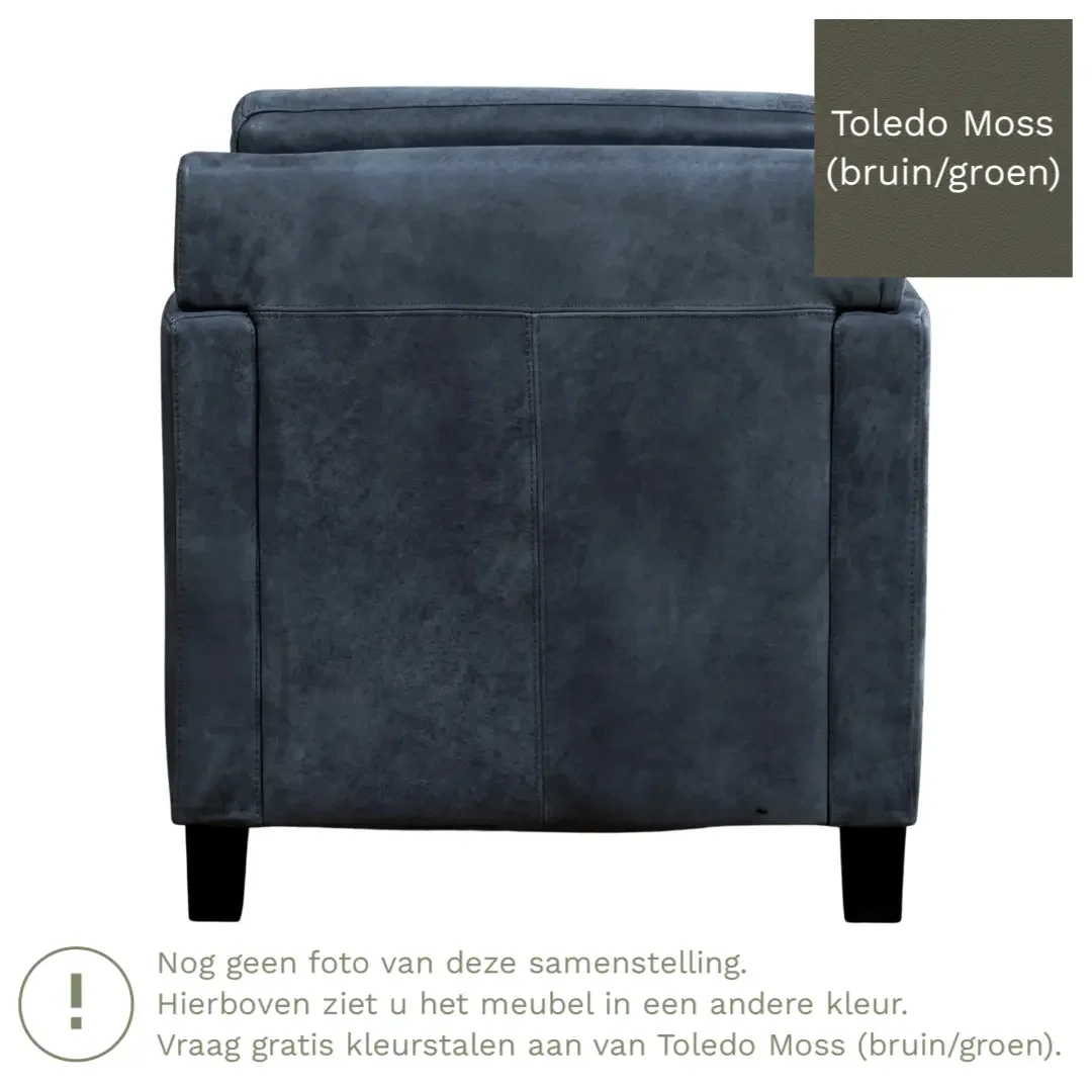 afbeelding van Leren fauteuil Smart - Toledo Moss (bruin/groen) - Poten hout zwart