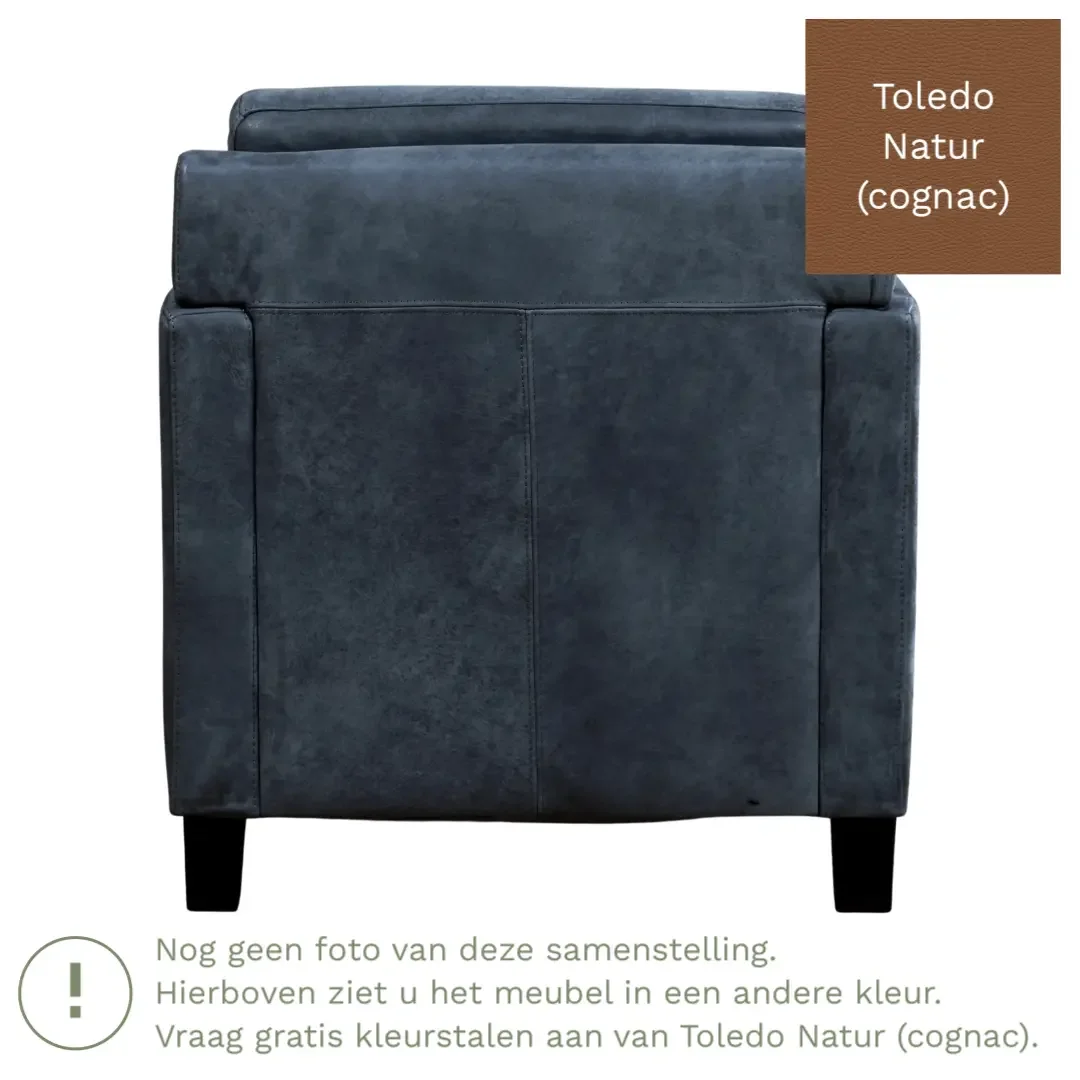 afbeelding van Leren fauteuil Smart - Toledo Natur (cognac) - Poten hout zwart