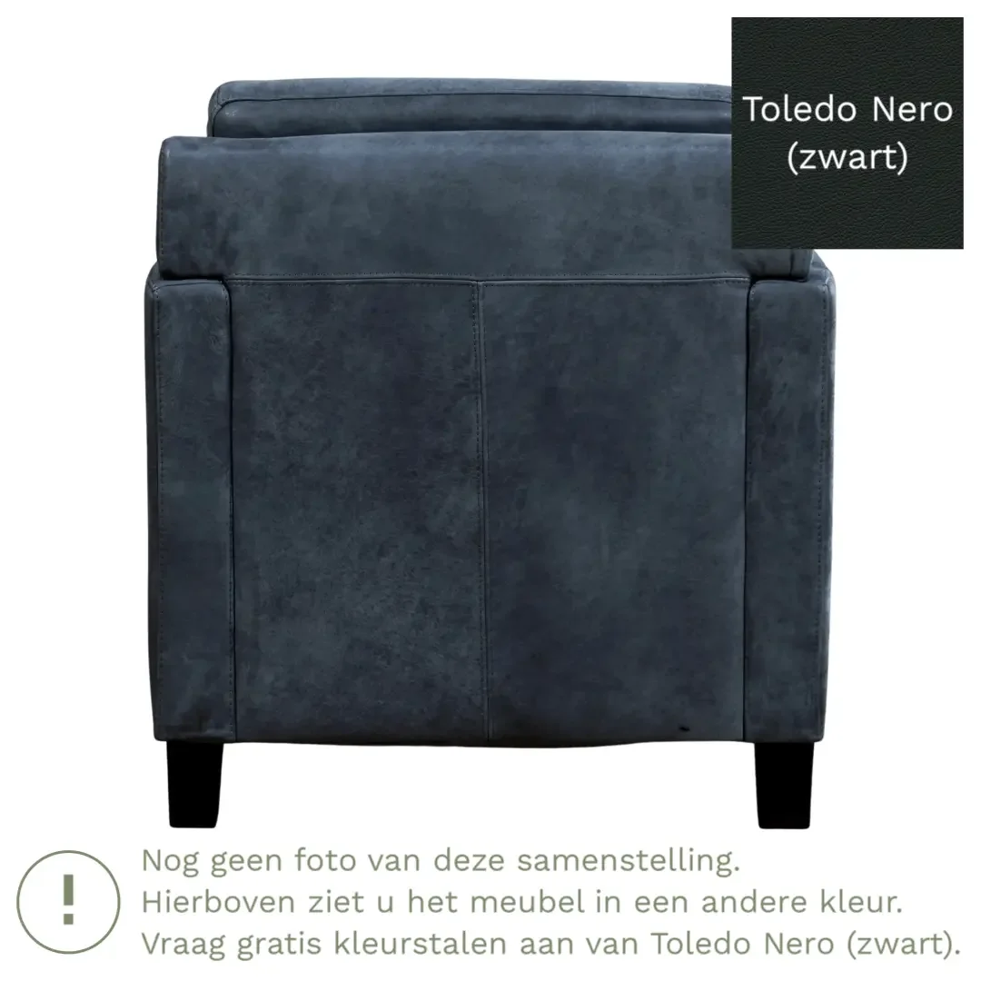 afbeelding van Leren fauteuil Smart - Toledo Nero (zwart) - Poten hout bruin