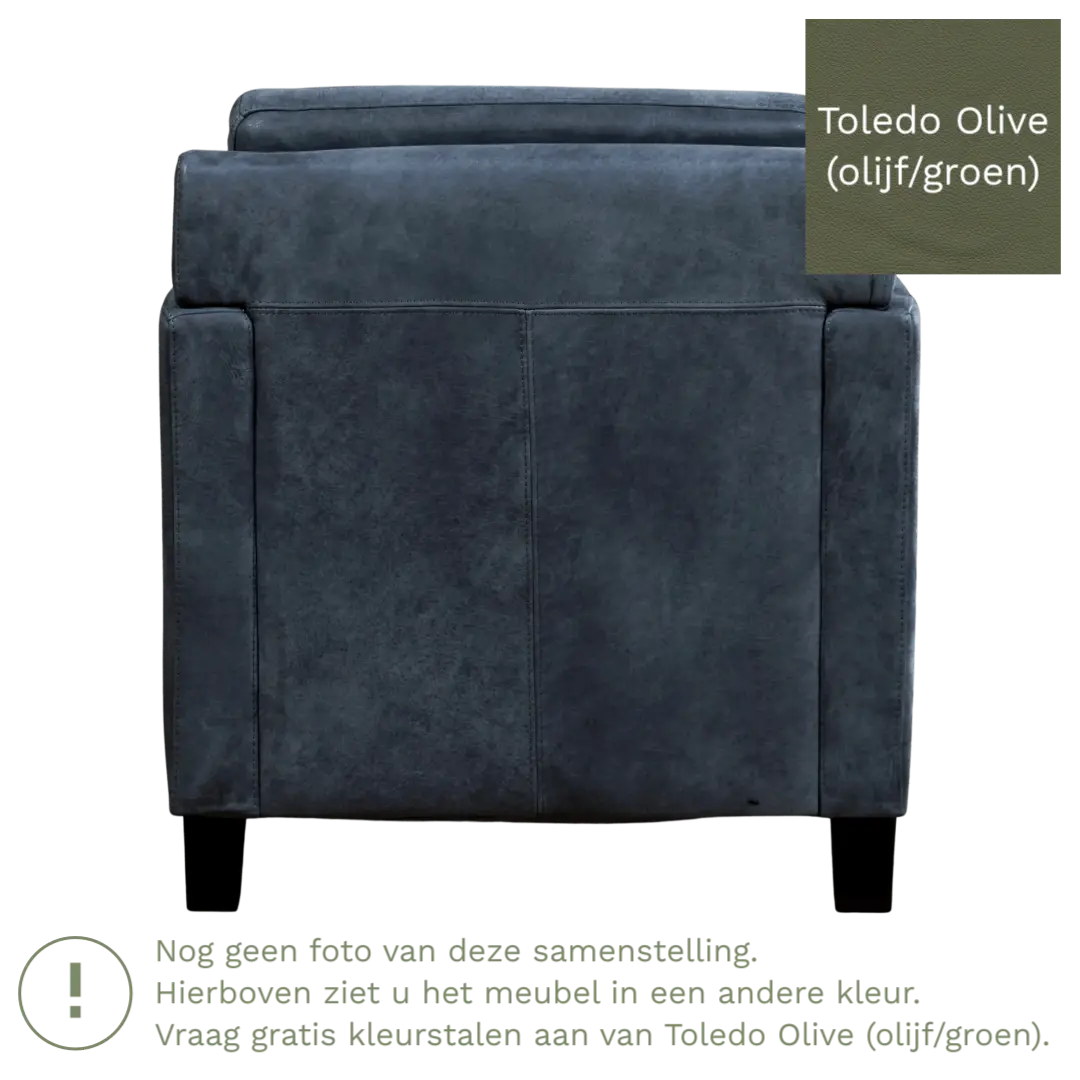 afbeelding van Leren fauteuil Smart - Toledo Olive (olijf/goen) - Poten hout bruin