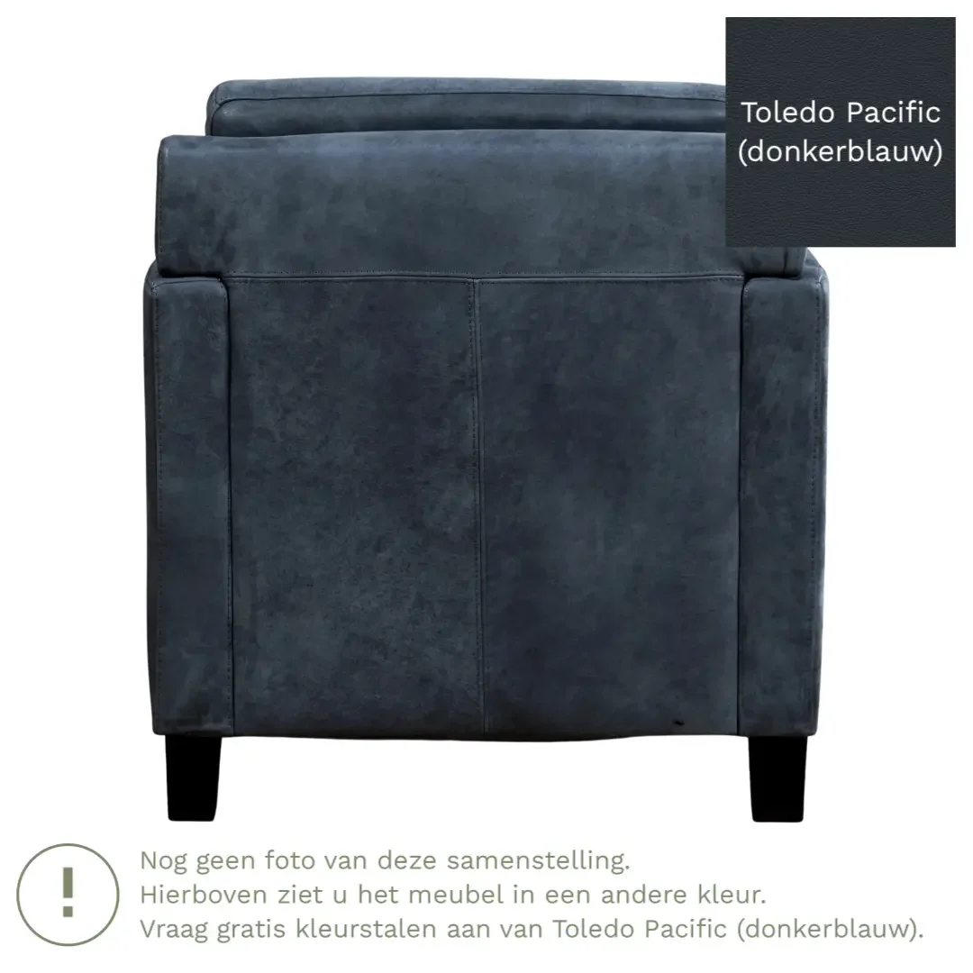 afbeelding van Leren fauteuil Smart - Toledo Pacific (donkerblauw) - Poten hout zwart