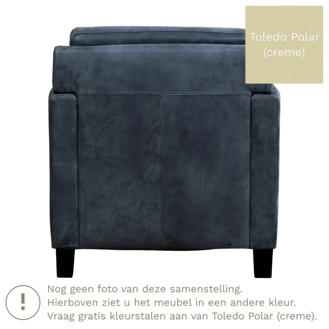 afbeelding van Leren fauteuil Smart - Toledo Polar (crème) - Poten hout zwart