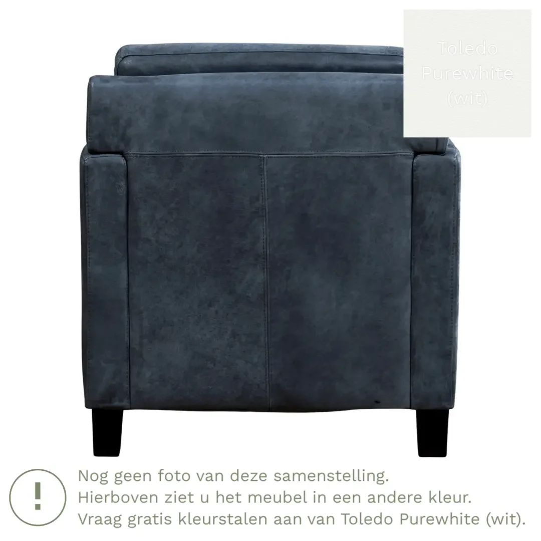 afbeelding van Leren fauteuil Smart - Toledo Purewhite (wit) - Poten hout zwart