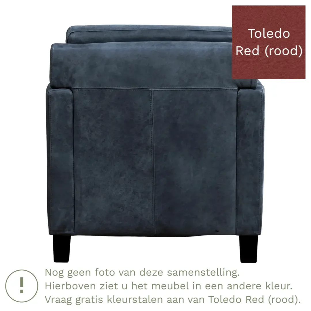 afbeelding van Leren fauteuil Smart - Toledo Red (rood) - Poten hout zwart