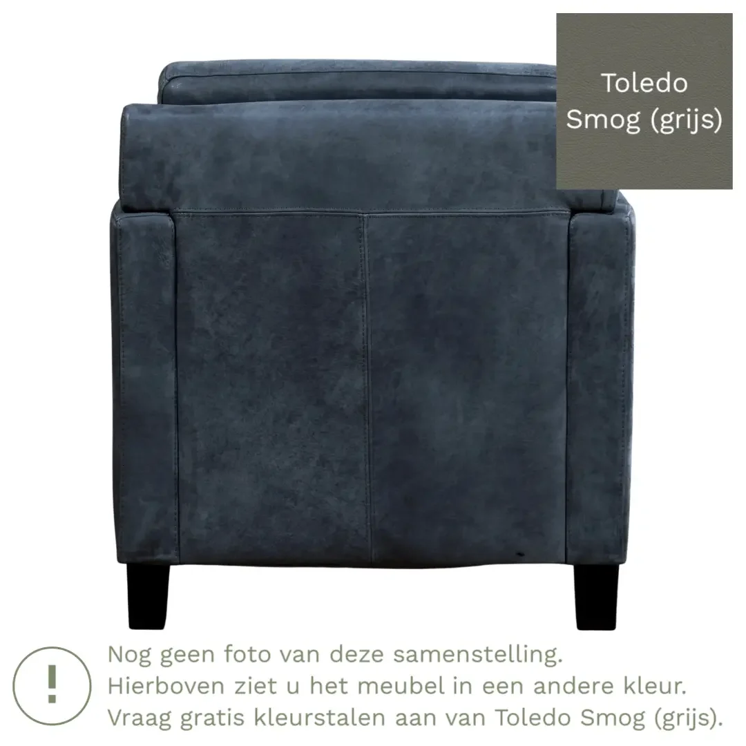 afbeelding van Leren fauteuil Smart - Toledo Smog (grijs) - Poten hout bruin