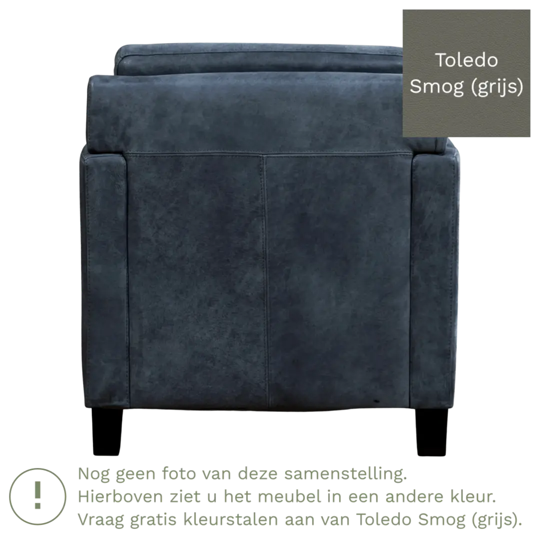 afbeelding van Leren fauteuil Smart - Toledo Smog (grijs) - Poten hout zwart