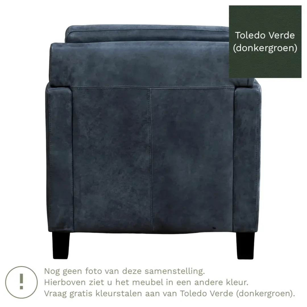 afbeelding van Leren fauteuil Smart - Toledo Verde (donkergroen) - Poten hout zwart