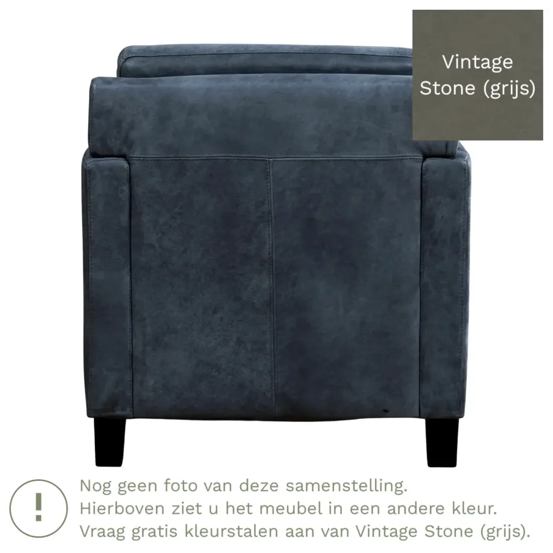 afbeelding van Leren fauteuil Smart - Vintage Stone (grijs) - Poten hout zwart